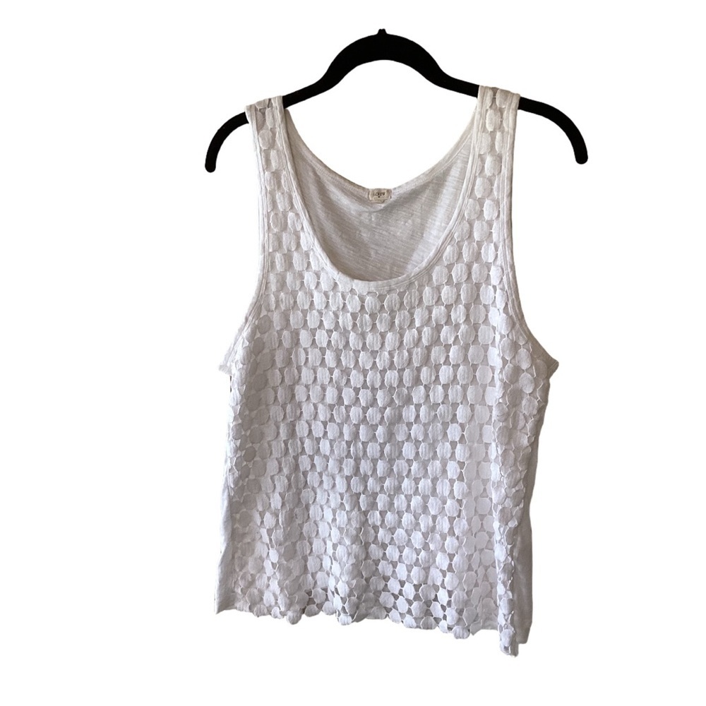J. Crew Factory White Tiered Dot Tank Top L